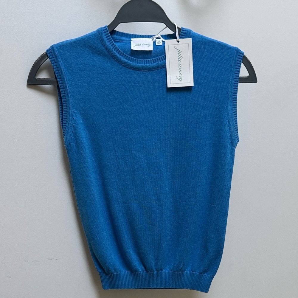 Julia Amory Cornflower Blue Tippi Sleeveless Knit Top